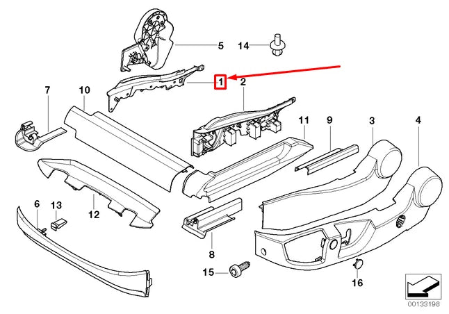 NEW BMW 5 E60 FRONT LEFT SEAT REAR COVERING 52107007705 7007705 ORIGINAL