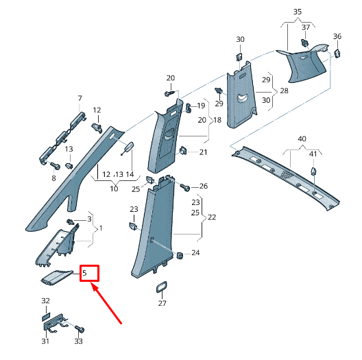 NEW VW SHARAN 7N RIGHT A-PILLAR TRIM 7N0858420A95T ORIGINAL