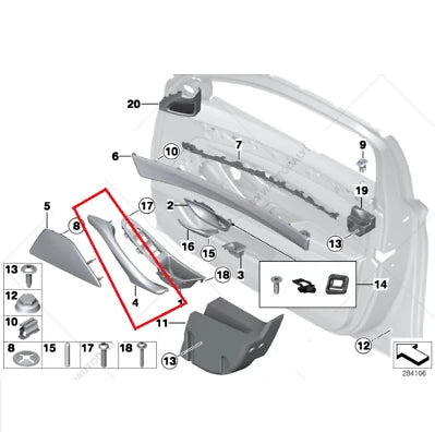 NEW BMW 5 F10 LEFT SIDE DOOR PULL HANDLE RHD 51417225849 ORIGINAL