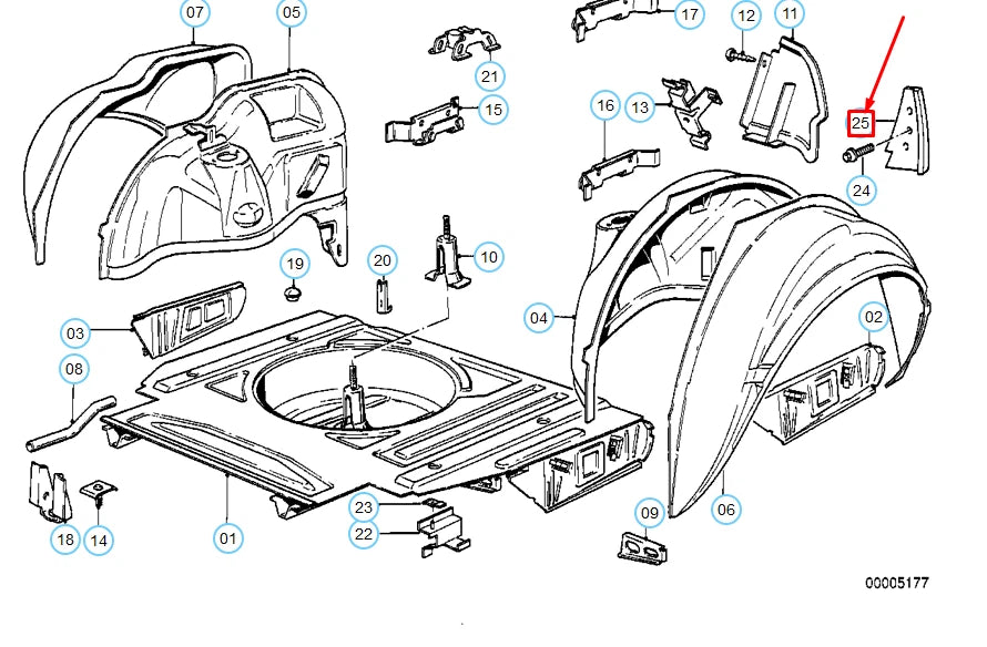 NEW BMW M3 E30 REAR LEFT WHEEL HOUSING COVER 51711961929 ORIGINAL