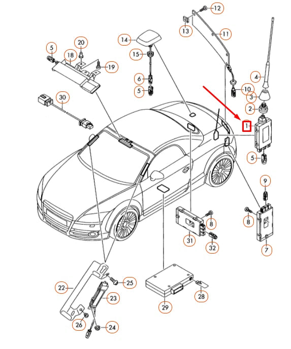 NEW AUDI TT ROADSTER 8J MK2 AERIAL BASE 8J7035501B