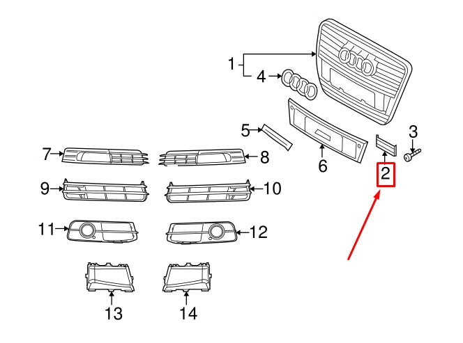 NEW AUDI A6 AVANT C6 FRONT CENTER GRILLE COVER 4F0853631B1RR ORIGINAL