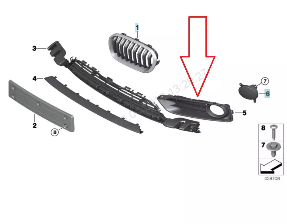 NEW BMW 1 F20 RIGHT FOG LIGHT GRILLE 51117371672 7371672 2015 ORIGINAL