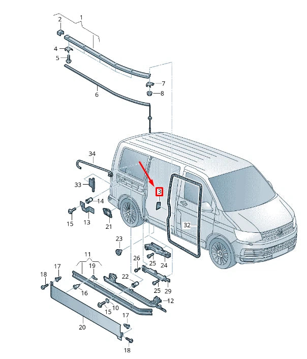 NEW VW TRANSPORTER VI T6 SLIDING DOOR RIGHT COVER 7H0853308B9B9