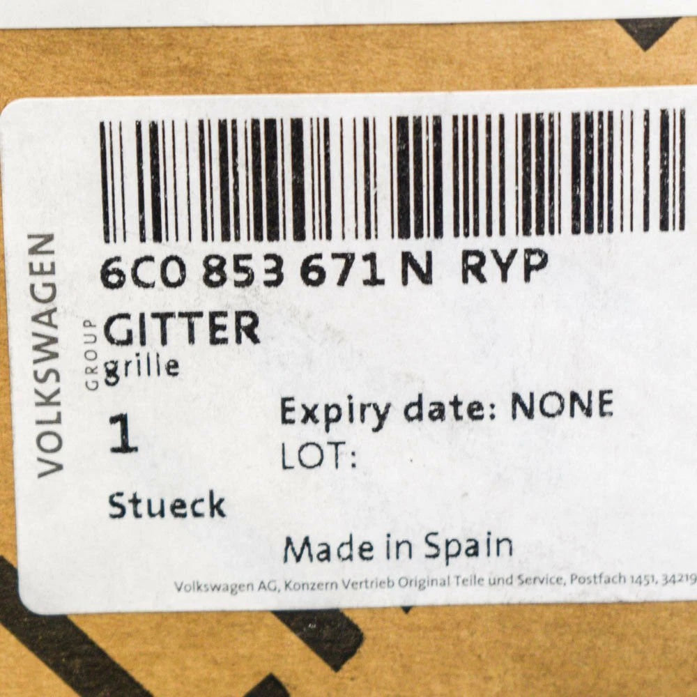 NEW VOLKSWAGEN POLO 6R FRONT BUMPER LOWER CENTER GRILLE 6C0853671NRYP ORIGINAL