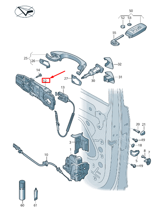 NEW VW TOUAREG CR FRONT LEFT HANDLE MOUNTING BAR 8S0839885 ORIGINAL