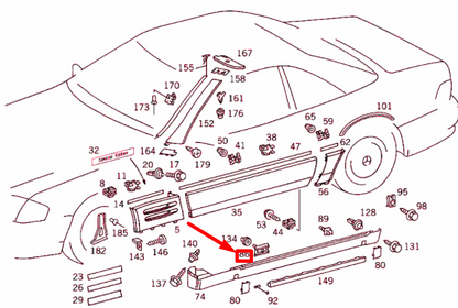 NEW MERCEDES-BENZ SL R129 ROCKER MOLDING CLIP A0019881681 ORIGINAL