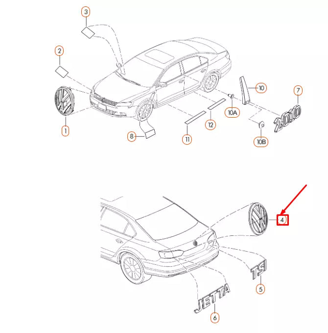 NEW VOLKSWAGEN JETTA A6 REAR LID EMBLEM BADGE 5C6853630FULM ORIGINAL