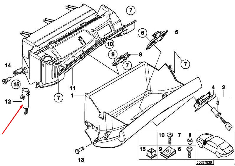 NEW BMW 3 E90 GLOVE BOX DOOR DAMPER 51168224806 8224806 2007 ORIGINAL