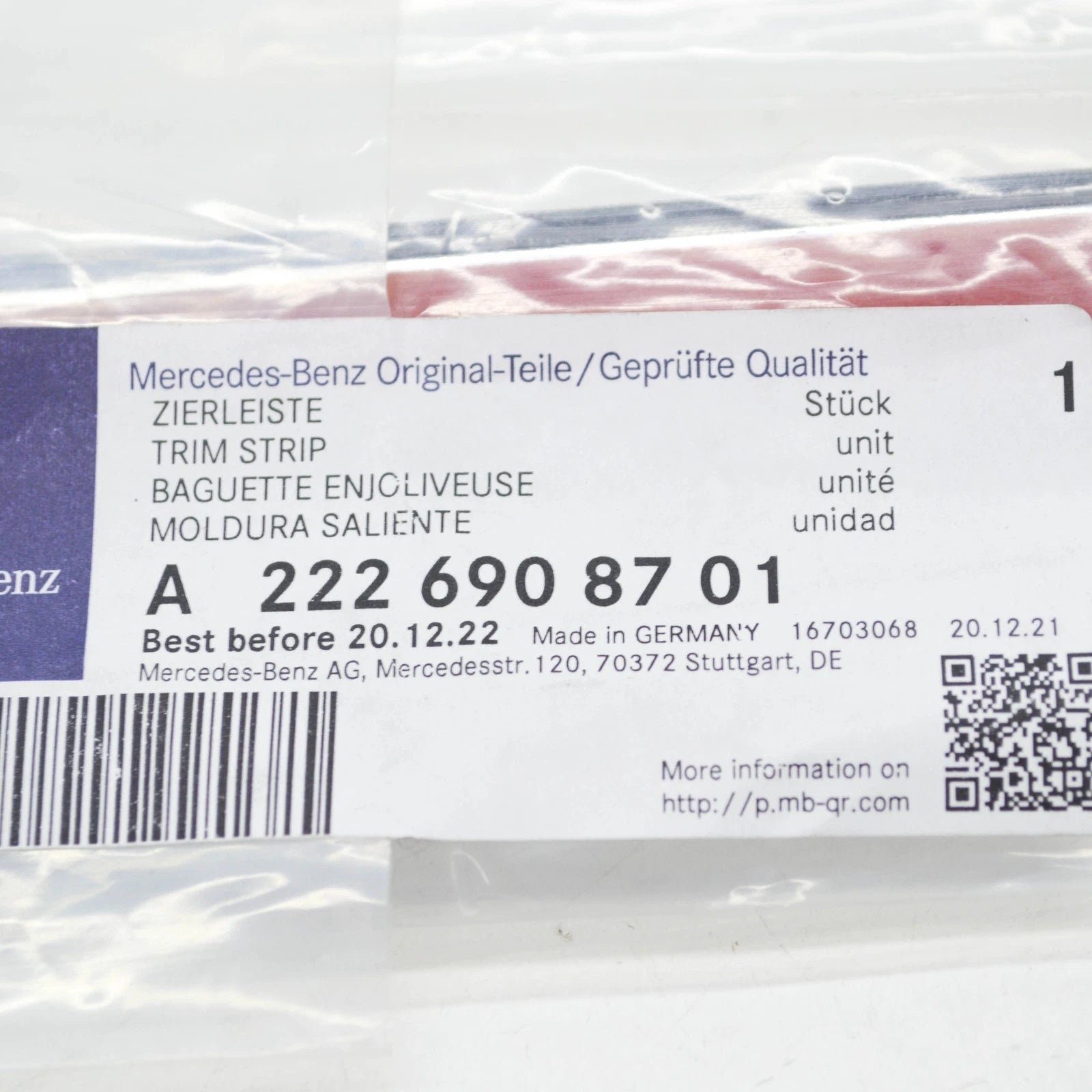 NEW MERCEDES-BENZ S W222 REAR LEFT DOOR TRIM STRIP A2226908701