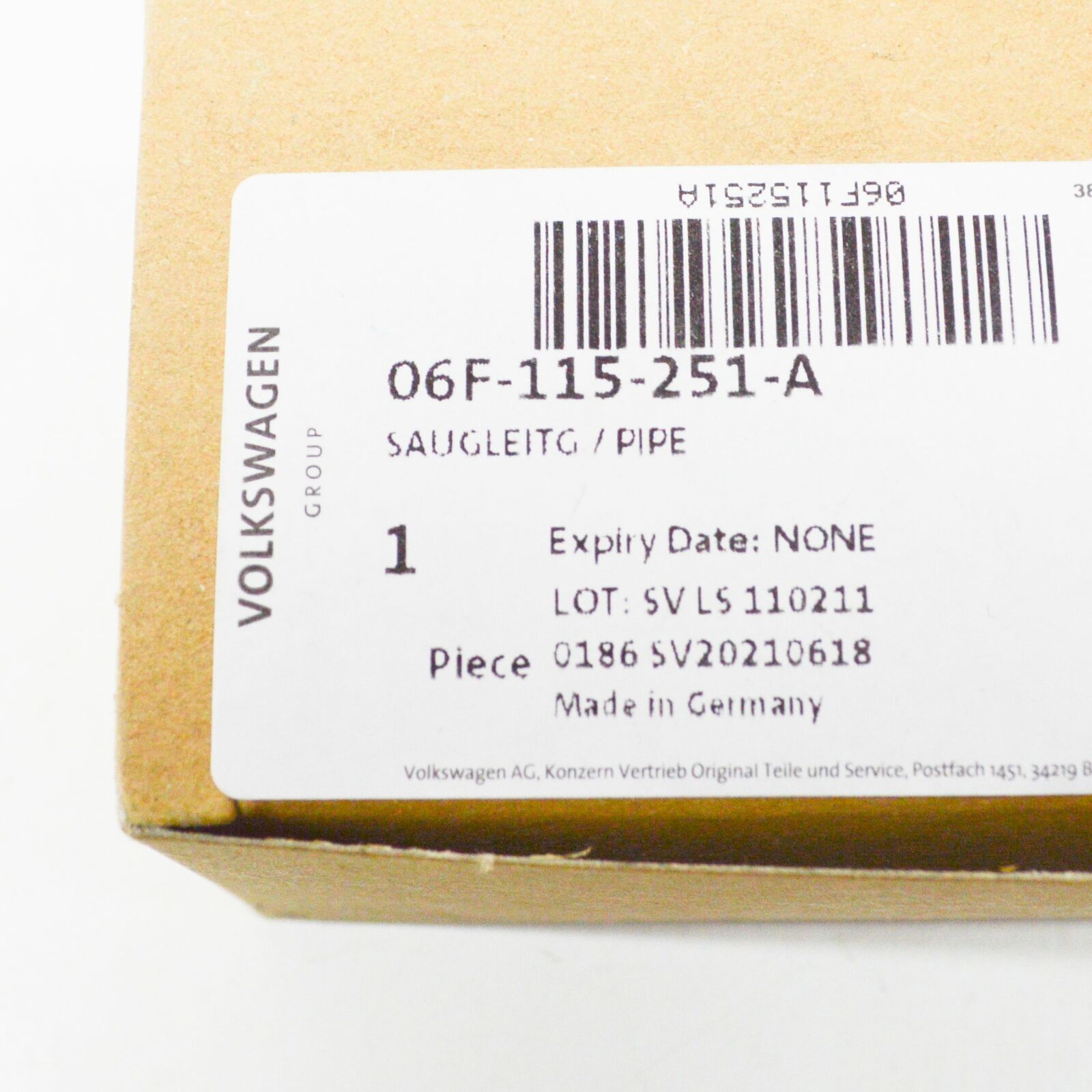 NEW AUDI A3 8P ENGINE OIL PUMP PICKUP TUBE 06F115251A ORIGINAL