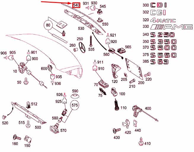 NEW MERCEDES-BENZ S W221 REAR LID MOULDING A2217580181 ORIGINAL