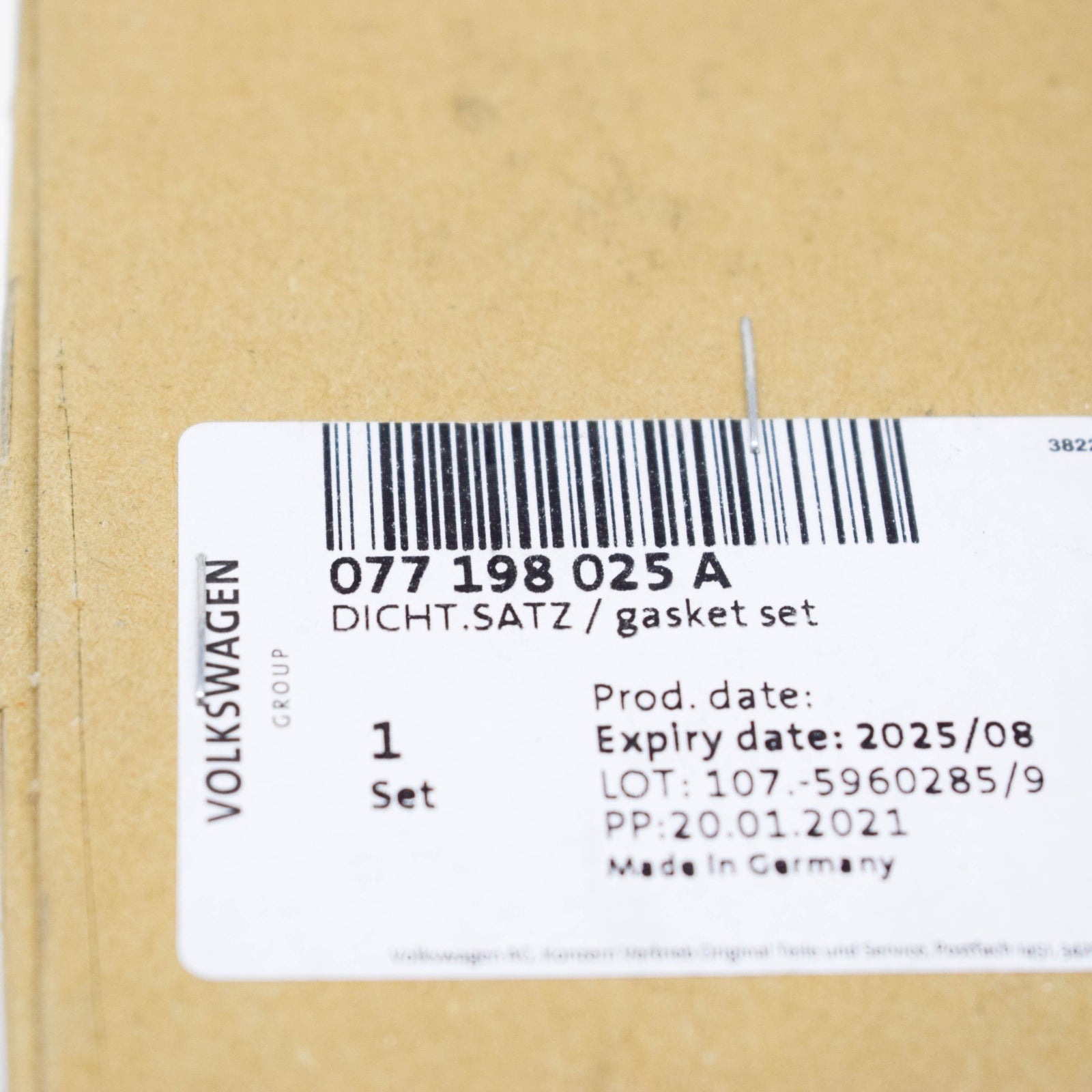 NEW AUDI A8 D3 ENGINE VALVE COVER GASKET 077198025A 3.7 PETROL ORIGINAL