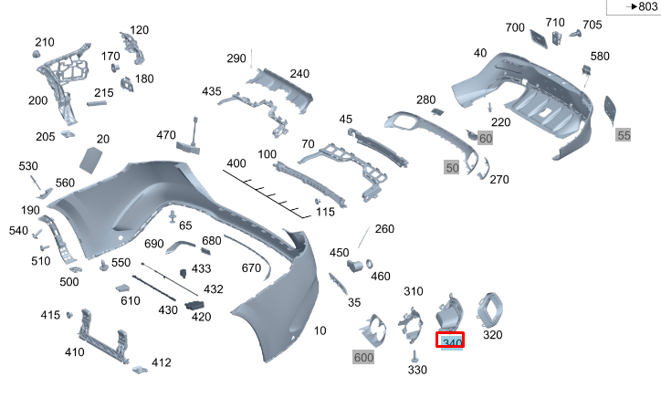 new mercedes-benz gle w167 rear right exhaust pipe tip a0004902400 original