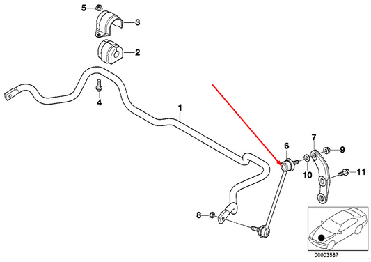 new bmw 5 e39 front sway bar stabilizer left tie rod 31351095661 original