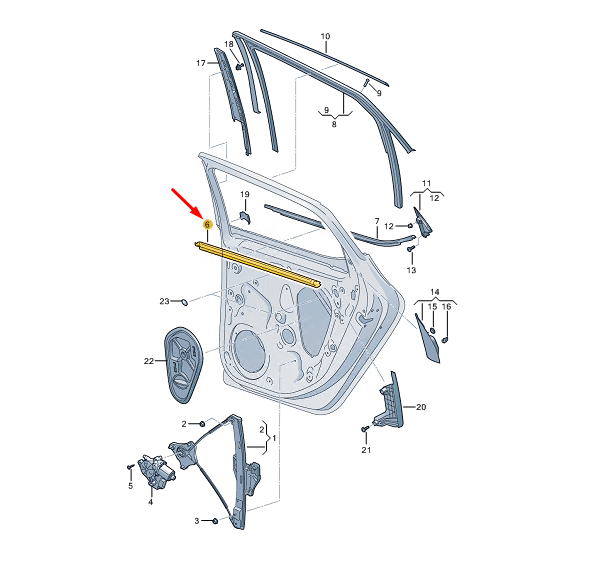 new cupra formentor rear right door inner window aperture seal 5ff839480