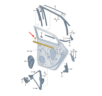 new cupra formentor rear right door inner window aperture seal 5ff839480