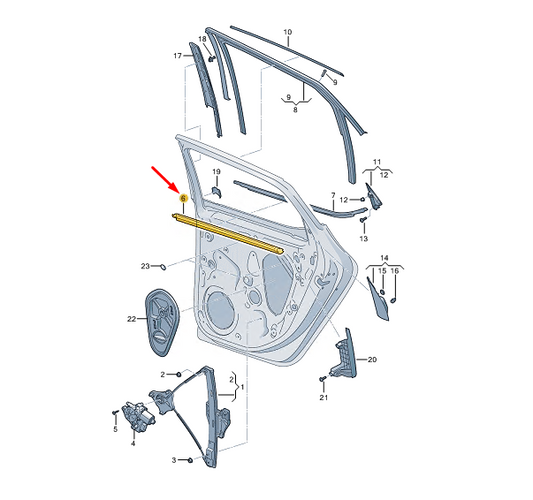 new cupra formentor rear right door inner window aperture seal 5ff839480
