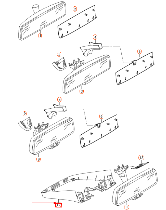 NEW VW GOLF MK7 INTERIOR REAR VIEW MIRROR COVER 5G0868437Y20 ORIGINAL