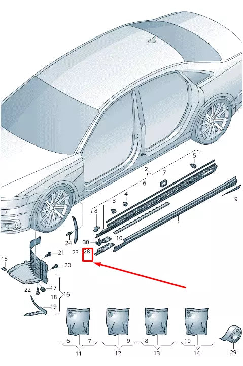 NEW AUDI A8 4N FRONT RIGHT ROCKER PANEL MOLDING BRACKET 4N0853914