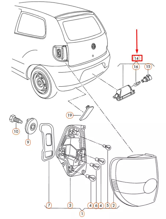 NEW VOLKSWAGEN FOX LICENSE PLATE LIGHT 1JE943021A ORIGINAL