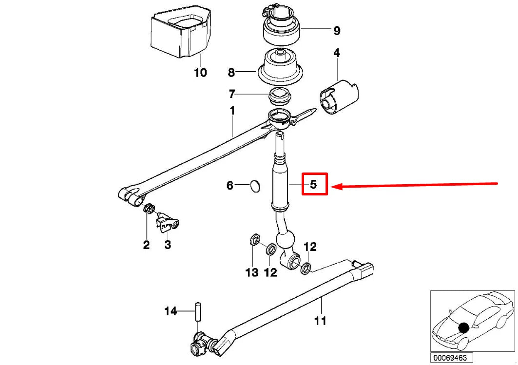 NEW BMW 5 E39 MANUAL TRANSMISSION SHIFT LEVER 25117527249 7527249 ORIGINAL