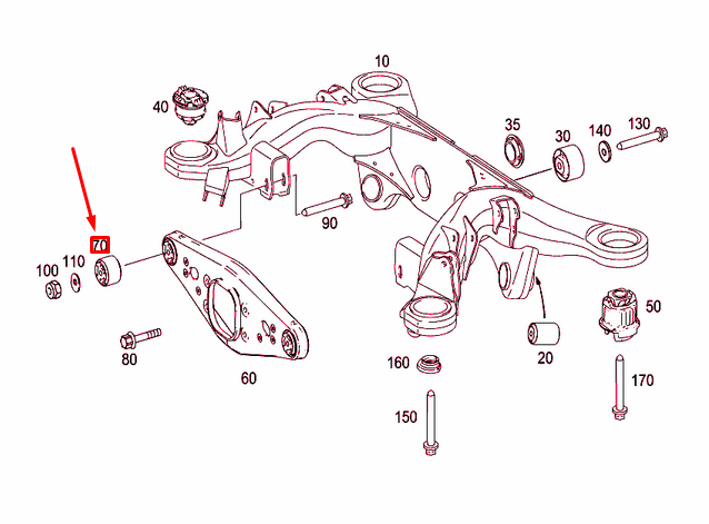 NEW MB SL R230 REAR SUBFRAME CROSS STABILIZER RUBBER BUSHING A2303511442