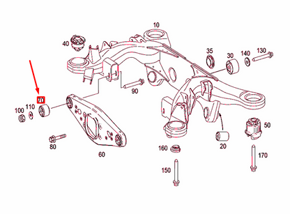 NEW MB SL R230 REAR SUBFRAME CROSS STABILIZER RUBBER BUSHING A2303511442