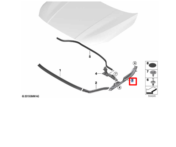 new bmw 1 f40 front bonnet hood right side sealing 51767450920 original