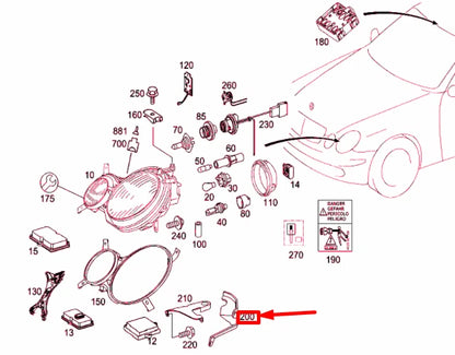 NEW MB E W211 FRONT LIGHTING RIGHT REINFORCEMENT BRACKET A2118290414 ORIGINAL