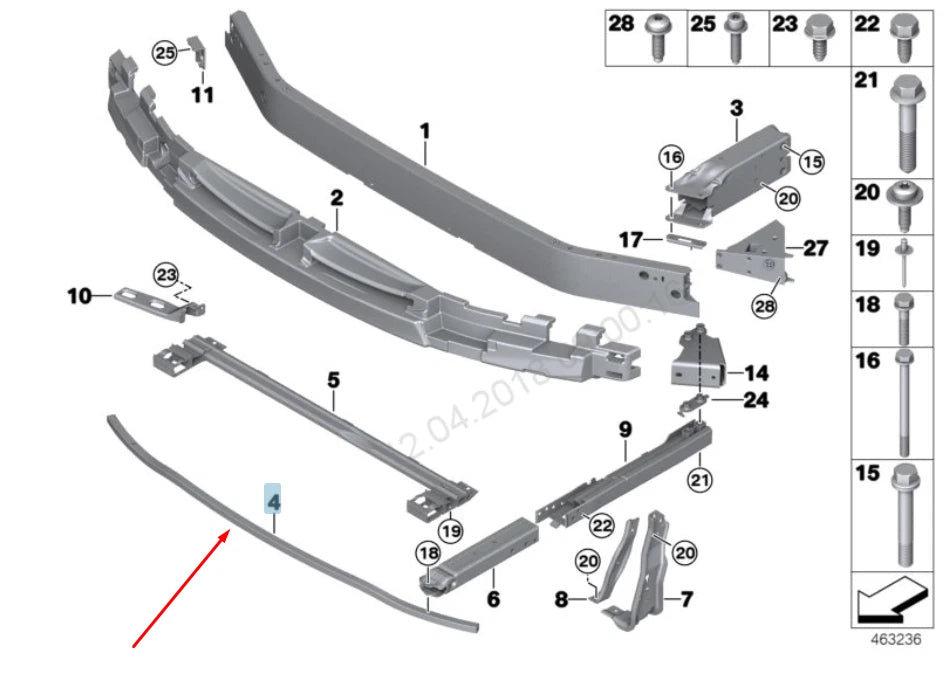 NEW BMW 2 F45 FRONT M SPORT BUMPER LOWER CRASH BAR 51118058977 2015 ORIGINAL