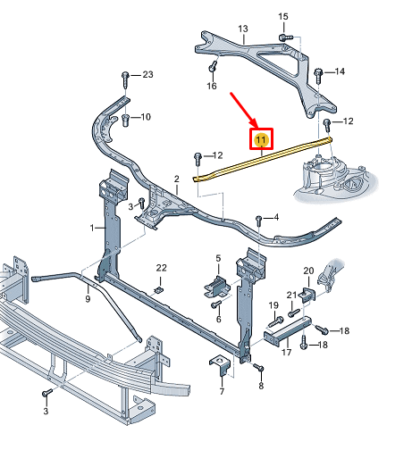 new audi a8 d5 radiator support tie bar brace 4n0805527d original