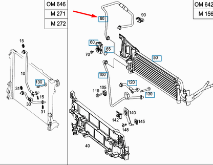 NEW MERCEDES-BENZ C-CLASS W204 RADIATOR OIL LINE A2045280924 ORIGINAL