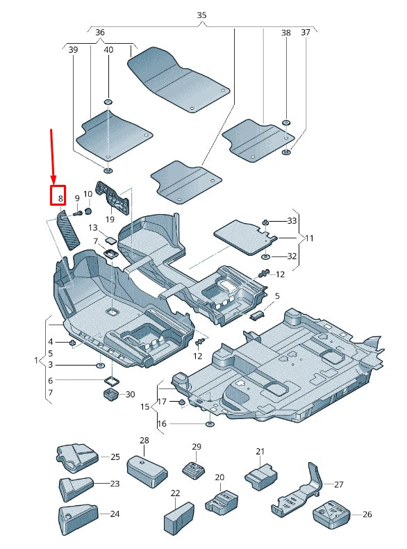 NEW AUDI Q7 4M FOOTREST COVER LHD 4M1864777A 1JO 4M1864777A1JO