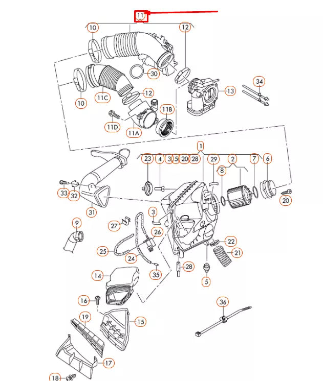 NEW AUDI A6 C6 REAR AIR INTAKE HOSE 079129628A ORIGINAL