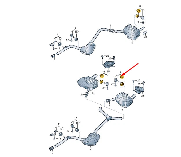 NEW AUDI A4 B9 EXHAUST SILENCER BRACKET RETAINING RING 4M0253147C ORIGINAL