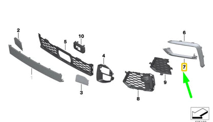 NEW BMW X6 G06 FRONT M BUMPER FOG LAMP RIGHT COVER 8092240 51118092240 ORIGINAL