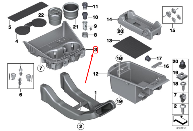 new bmw x3 f25 centre console drink holder rhd 51169301723 original