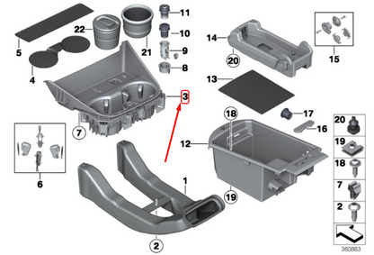 new bmw x3 f25 centre console drink holder rhd 51169301723 original
