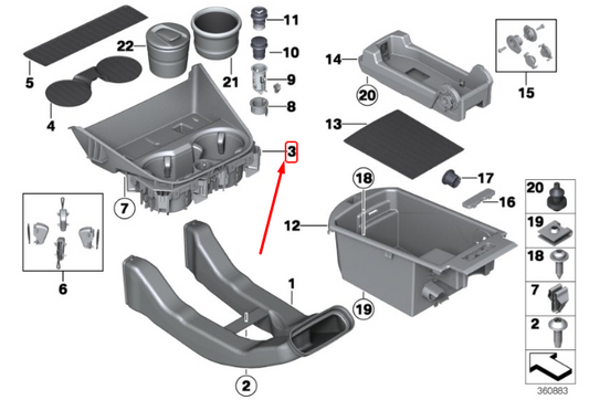 new bmw x3 f25 centre console drink holder rhd 51169301723 original