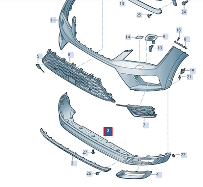 new seat ateca kh7 cupra front bumper spoiler 575805903bgru original