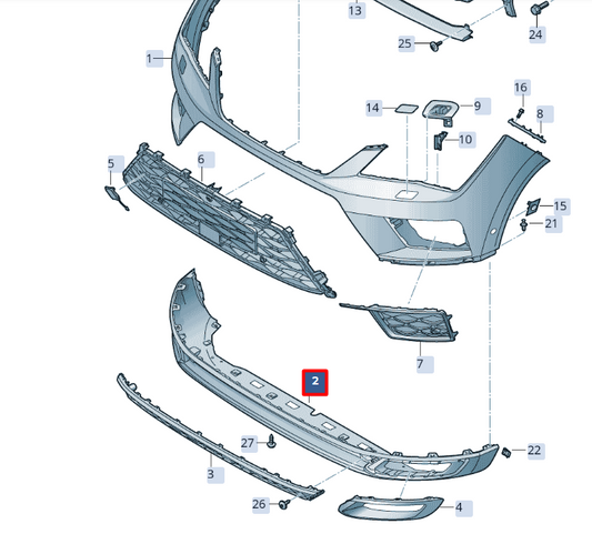 new seat ateca kh7 cupra front bumper spoiler 575805903bgru original