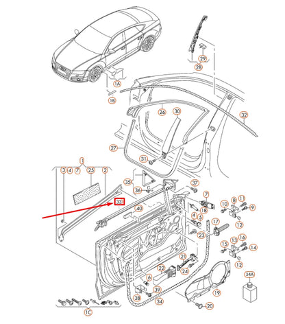 NEW AUDI A7 SPORTBACK 4G8 FRONT LEFT INNER WINDOW SEAL 4G8837479L ORIGINAL