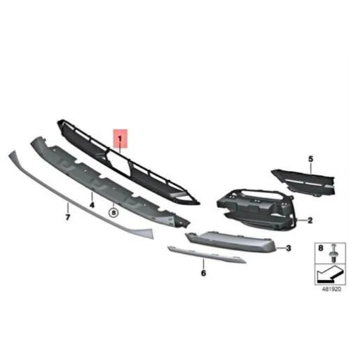 NEW BMW X3 G01 FRONT BUMPER CENTER GRILLE 7399898 51117399898 ORIGINAL