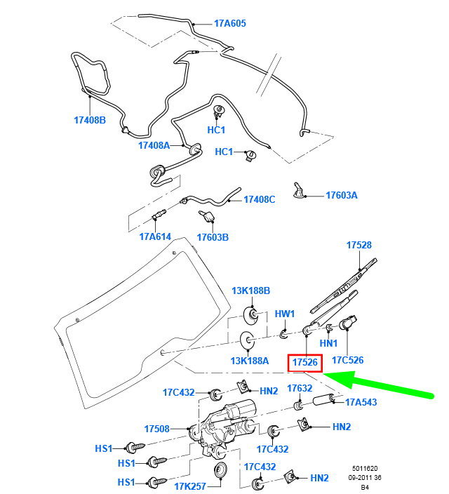 new ford focus mk2 rear window wiper arm 4m51-a17406-aa 1434059 original
