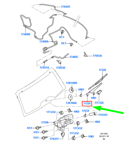 new ford focus mk2 rear window wiper arm 4m51-a17406-aa 1434059 original