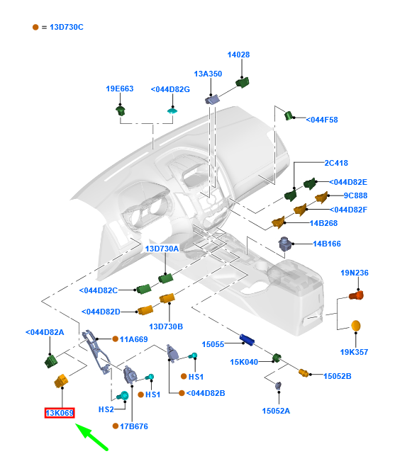 new ford ranger t6 mk1 headlamp levelling switch 1733491 ab39-13k069-aa original