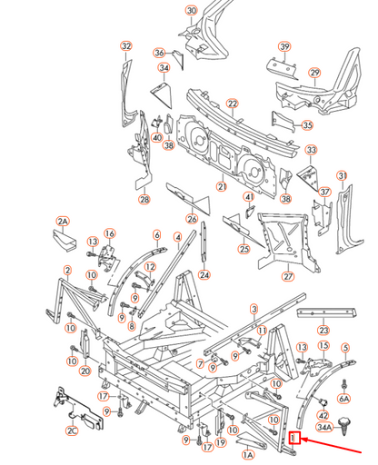 new audi r8 42 front panel left support brace 420805913 original