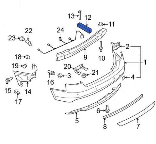 NEW AUDI A5 8T BUMPER REINFORCEMENT EXTENSION REAR RIGHT SIDE 8T0807332A