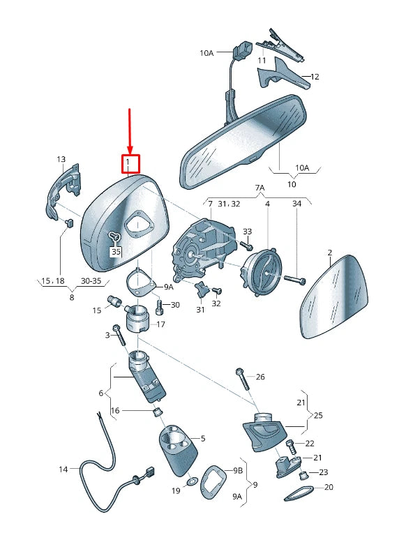 NEW AUDI TT ROADSTER 8J FRONT LEFT DOOR MIRROR COVER 8J0857501AGRU ORIGINAL